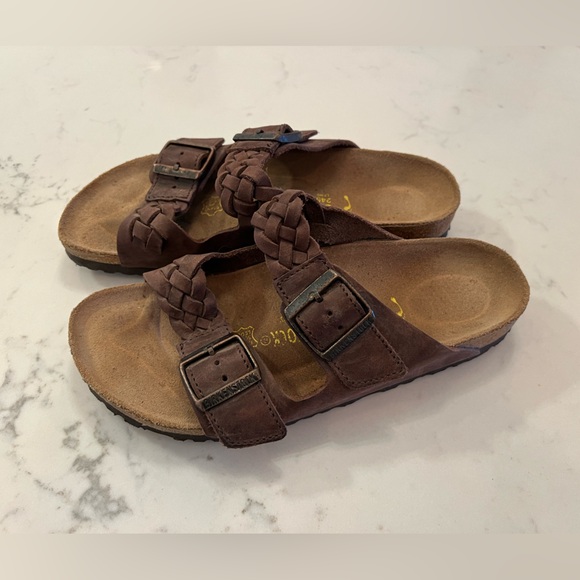 SOLD Birkenstock Arizona Leather Sandals, rare braided style - Picture 2 of 4